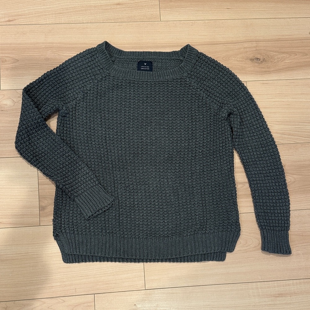 AE Charcoal Waffle Knit Sweater